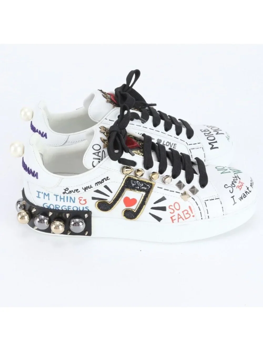 Dolce & Gabbana D&G Portofino Leather Low Cut Sneakers 37.5 Equivalen